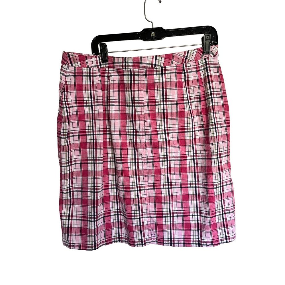 Eddie Bauer Vibrant Pink Plaid Pencil Skirt - Picture 2 of 7